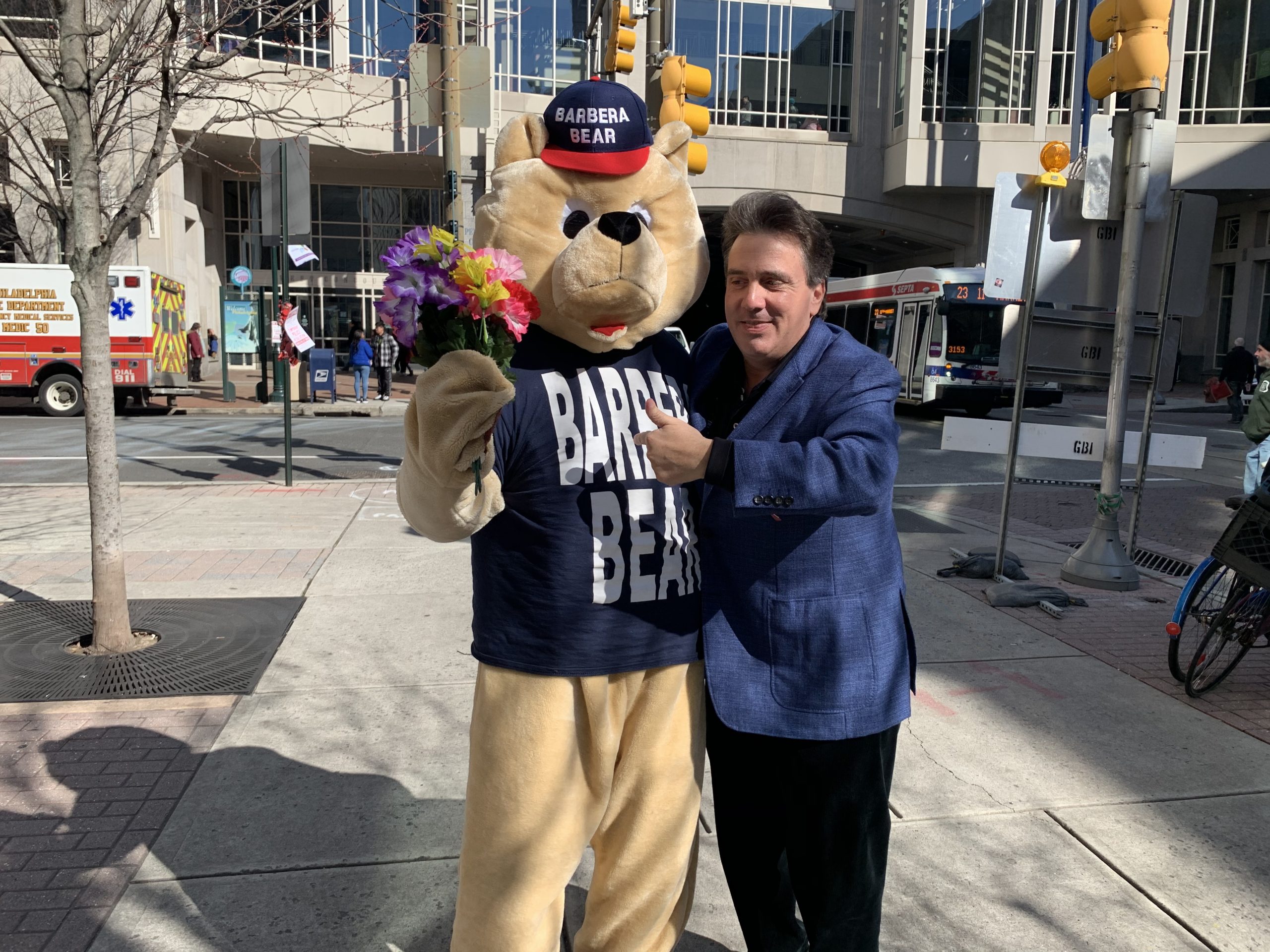 Gary Barbera and His BarberaCares Programs Philly Spring Clean-up the Reading Terminal and Pennsylvania Convention Center. Barbera Bear He’s There! Barbera Cares Don’t Text and Drive PSA Solar Powered Recycling Kiosks